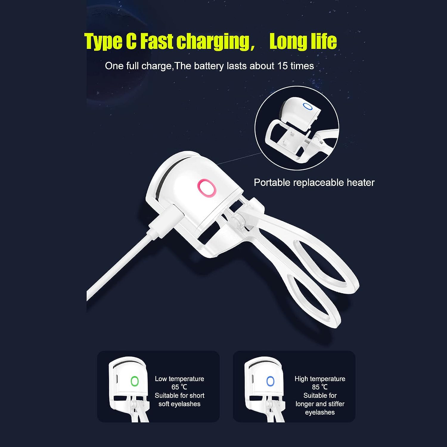 Electric Heated Eyelash Curler | مكبس رموش كهربائي حراري قابل للشحن