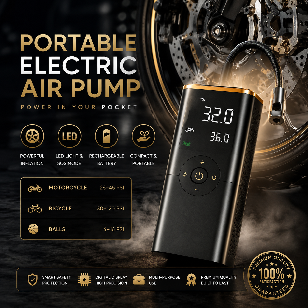 Portable Electric Air Pump | مضخة هواء كهربائية محمولة متعددة الاستخدام