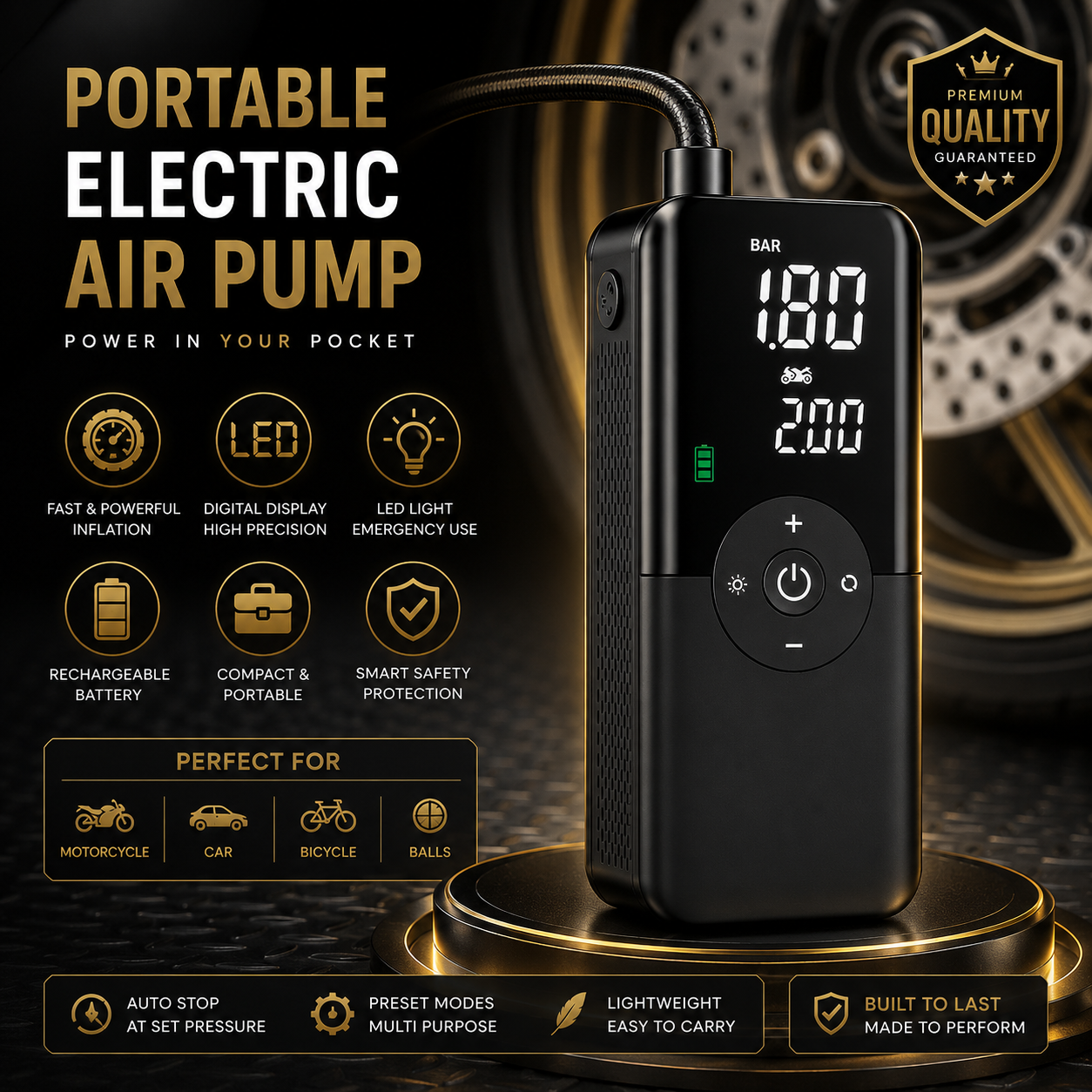 Portable Electric Air Pump | مضخة هواء كهربائية محمولة متعددة الاستخدام